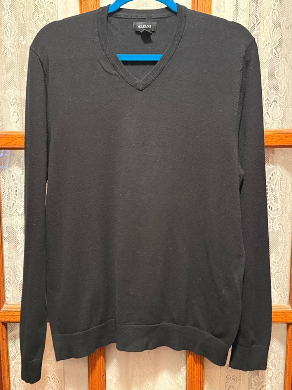 Alfani Men's Black V-Neck Lightweight Sweater